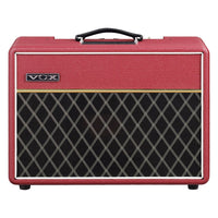 Front view of Vox AC10 Custom Guitar Amplifier Classic Vintage Red on white background