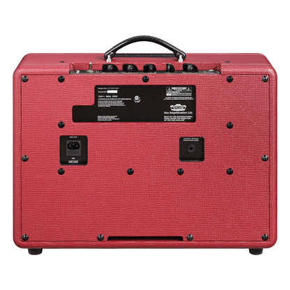 Rear view of Vox AC10 Custom Guitar Amplifier Classic Vintage Red on white background