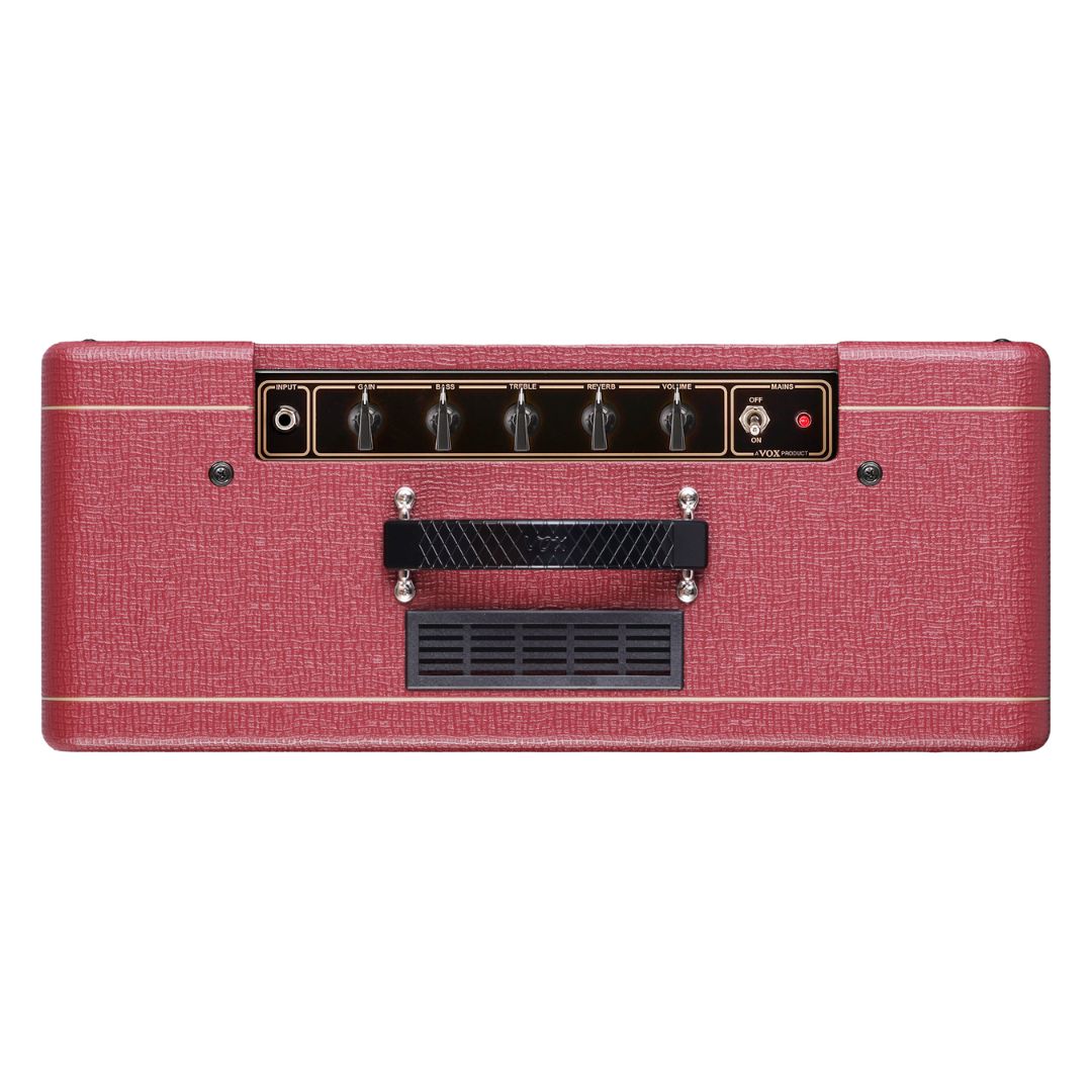 Top view of Vox AC10 Custom Guitar Amplifier Classic Vintage Red on white background