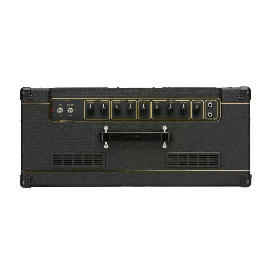 Top view of Vox AC15 Custom Tube Amplifier Head on white background