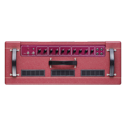 Top view of Vox AC30 Custom Valve Guitar Amplifier Classic Vintage Red on white background
