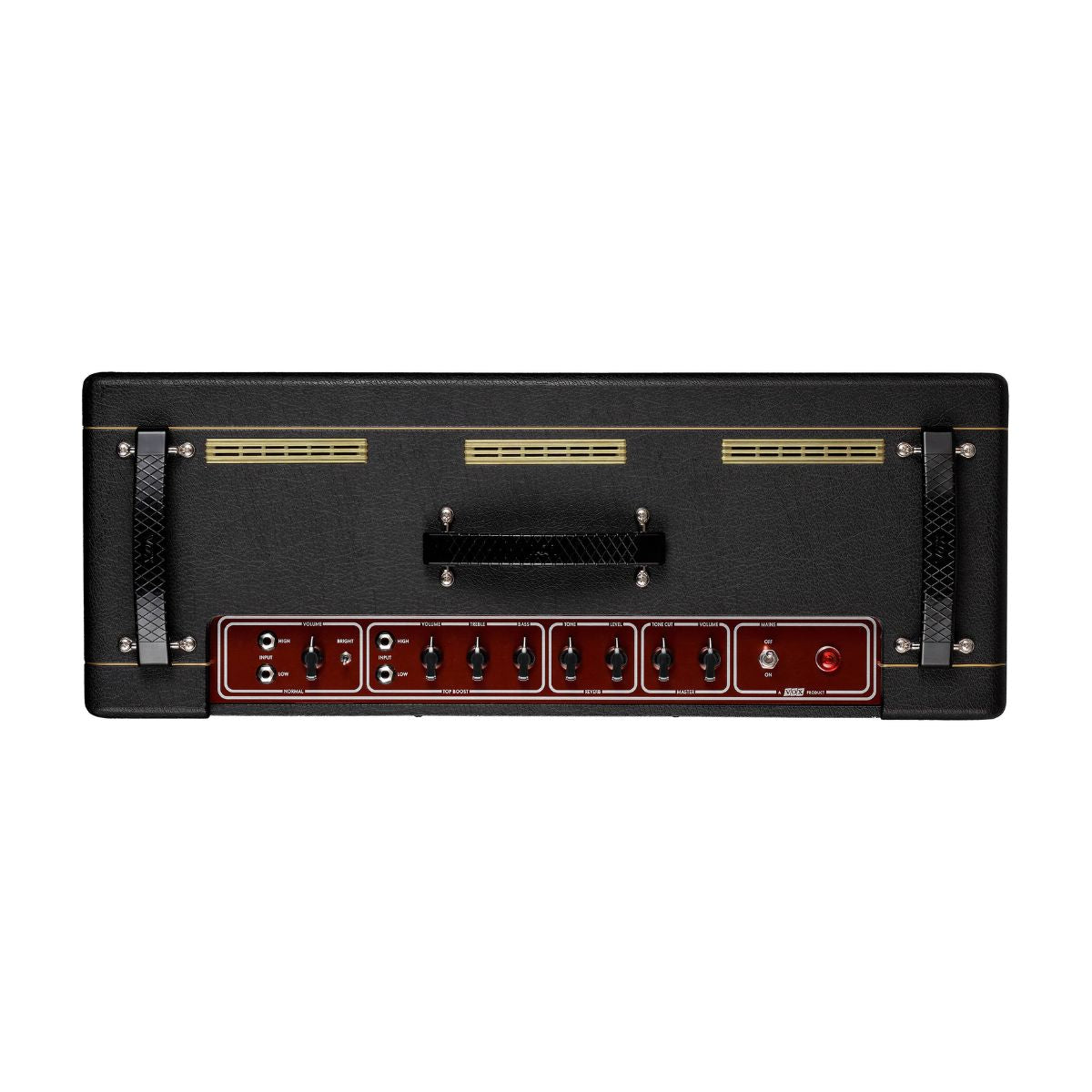 Top control panel view of Vox AC30 Hand-Wired Greenback Guitar Amplifier on white background