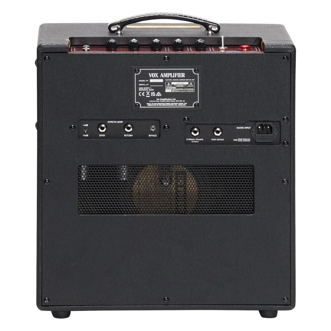 Rear view of Vox AC4 Hand-Wired Guitar Amplifier on white background
