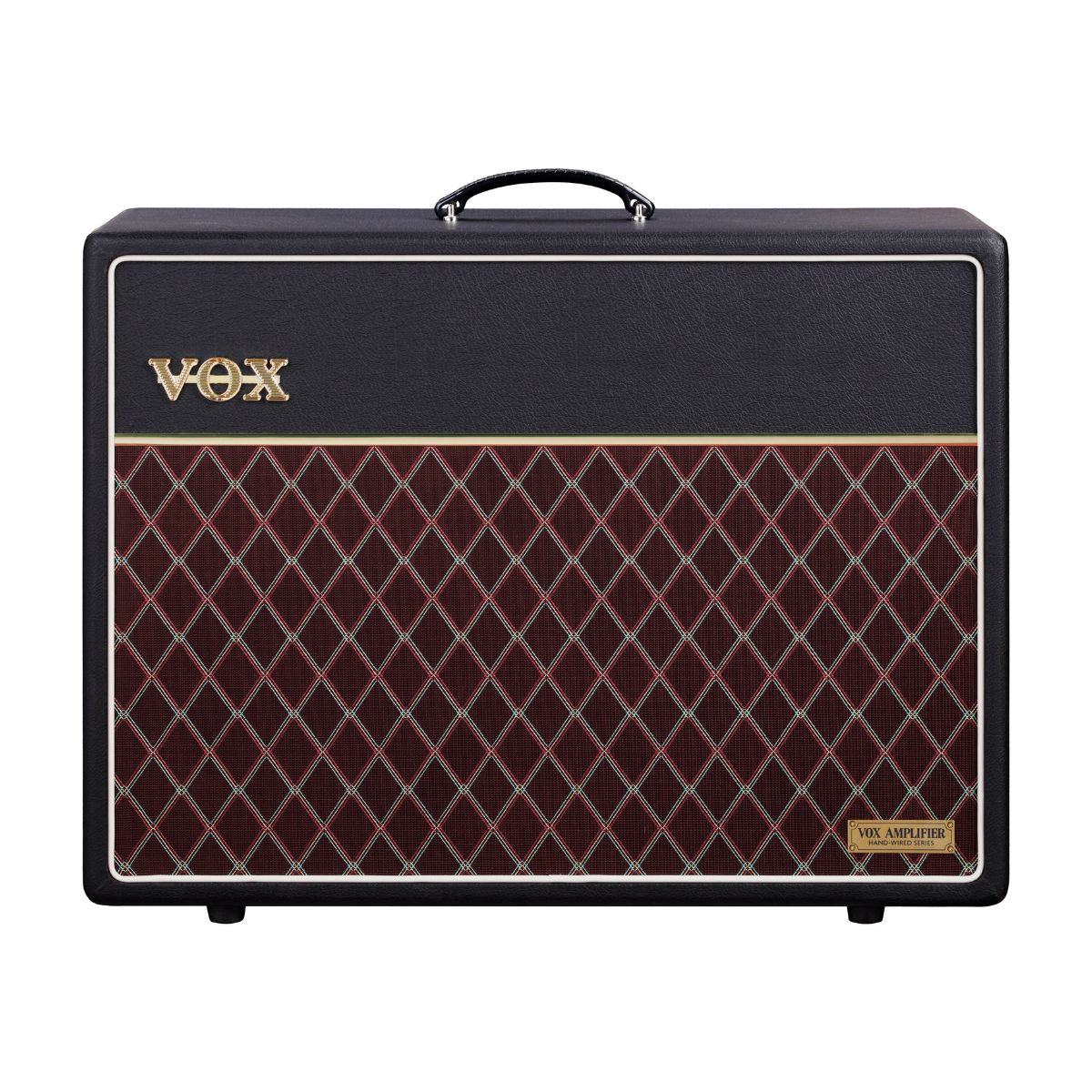Front view of Vox AC Hand-Wired 2x12" Cabinet on white background