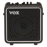 Front view of Vox MINI GO 10 Portable Modeling Guitar Amplifier on white background