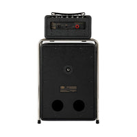 Rear view of Vox Mini Superbeetle Bass Tube Amplifier Stack on white background