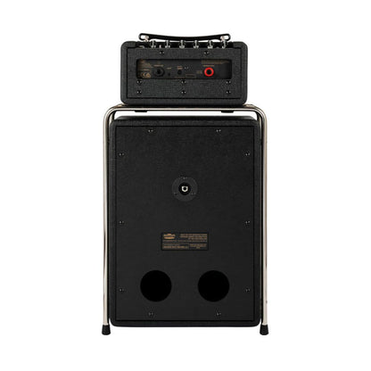 Rear view of Vox Mini Superbeetle Bass Tube Amplifier Stack on white background