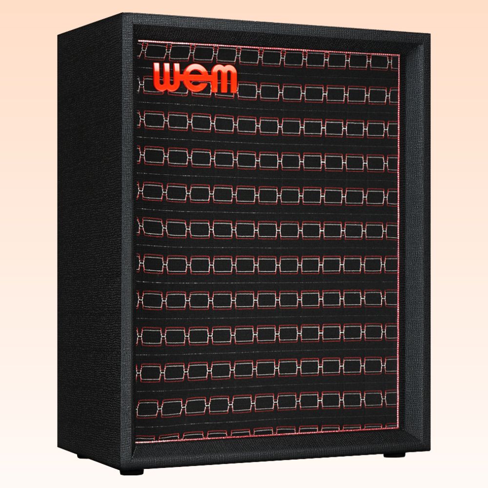 Angled view of WEM Custom Starfinder 1967 212VF Speaker Cabinet on orange background