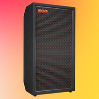 Angled view of WEM Custom Starfinder 1967 810F Speaker Cabinet on red and orange gradient background