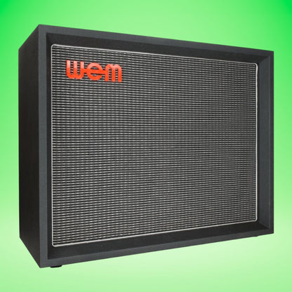 Angled front view of WEM Silver Starfinder 212 Speaker Cabinet Standard on green background