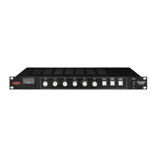 Black audio equipment rack mount on a white background