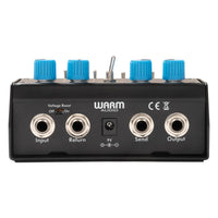 Top jacks view of Warm Audio Throne of Tone Dual Overdrive Pedal on white background