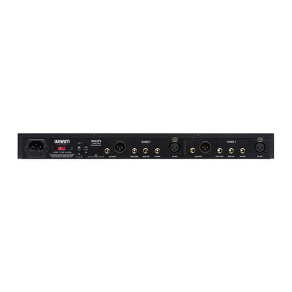 Rear panel exposing ports of black rackmount effects on white background