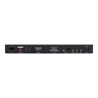 Back panel of a Warm Audio WA73-EQ microphone preamp on a white background