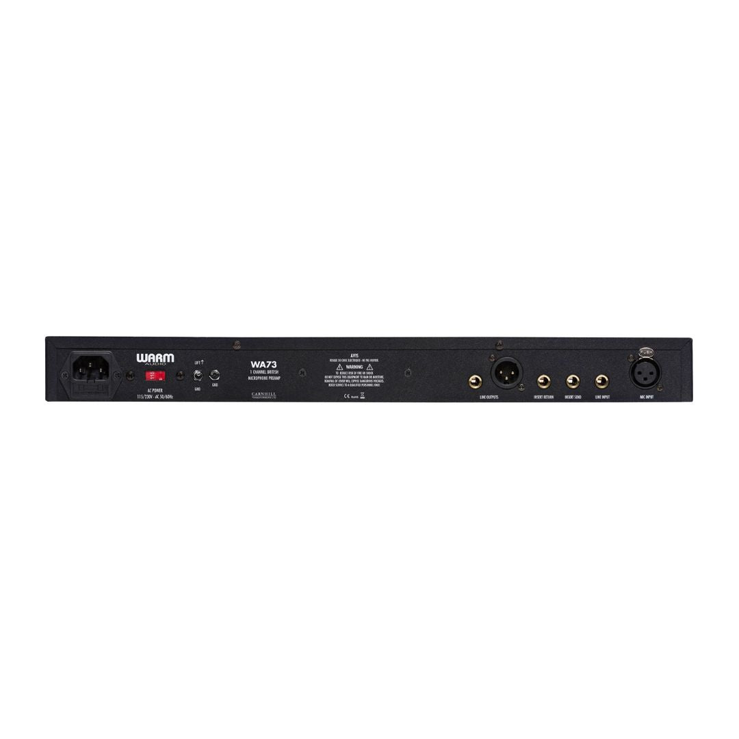 Rear panel exposing ports of black rackmount effect on white background