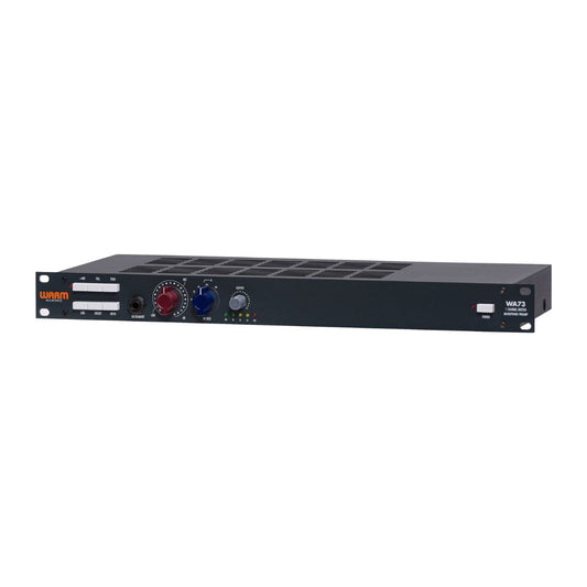 Front panel of a black rackmount effects on white background