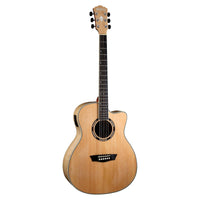 Front view of Washburn AG40CE Apprentice Series Grand Auditorium Acoustic Guitar on white background