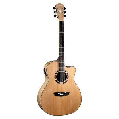 Front view of Washburn AG40CE Apprentice Series Grand Auditorium Acoustic Guitar on white background
