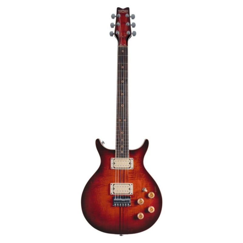 Front view of Washburn American Hawk '78 Electric Guitar (Vintage Sunburst) on white background