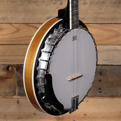 Angled close up view of Washburn B10 Americana 5-String Banjo on wooden background