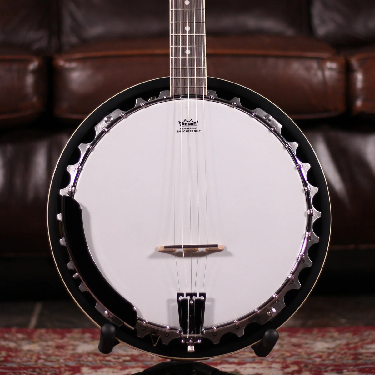 Close up view of Washburn B9 Americana 5-String Banjo in studio