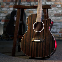 Washburn Deep Forest Ebony ACE Acoustic-Electric Guitar Striped Ebony
