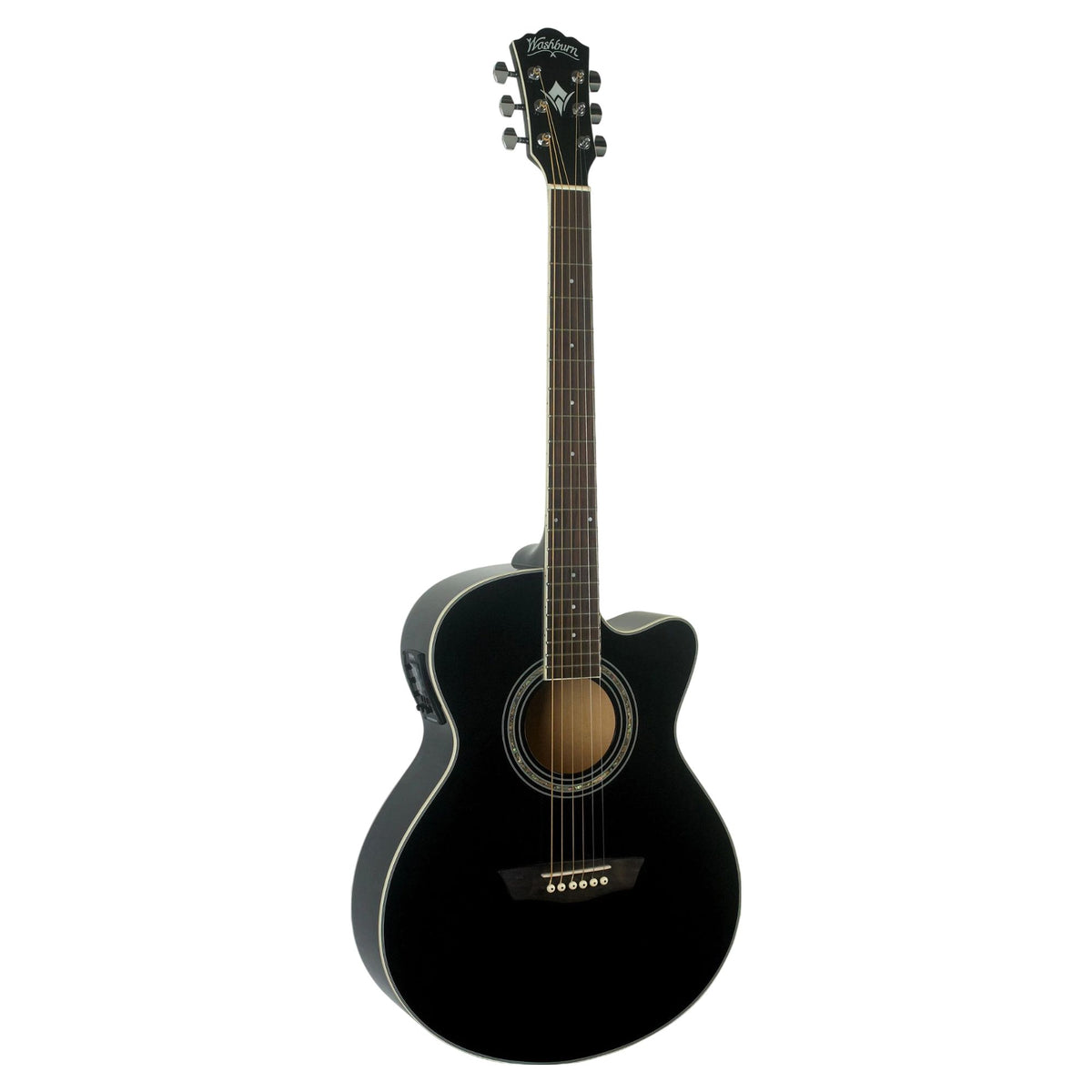 Front view of Washburn EA12 Festival Series Mini Jumbo Acoustic Electric Guitar on white background