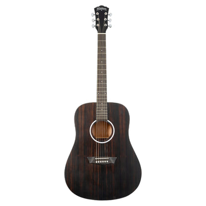 Front view of Washburn Ebony D Acoustic Guitar on white background