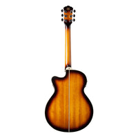 Rear view of Washburn Festival Series EA15 Tobacco Burst on white background