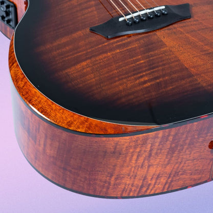 Close up view of Washburn G12FCE on purple background