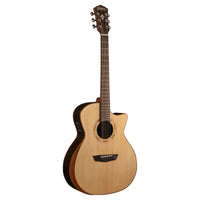 Front view of Washburn G20SCE Comfort 20 Grand Auditorium Acoustic Guitar (Natural) on white background