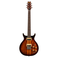 Front view of Washburn Hawk Electric Guitar Tobacco Sunburst on white background