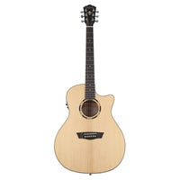 Front view of Washburn O10SCE Woodline 10 Series Acoustic Electric Guitar on white background