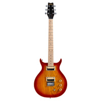 Front view of Washburn Raven Electric Guitar Cherry Burst on white background