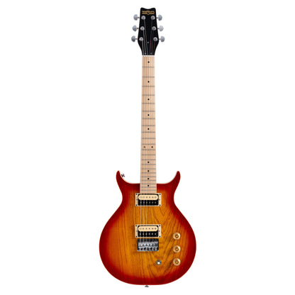 Front view of Washburn Raven Electric Guitar Cherry Burst on white background