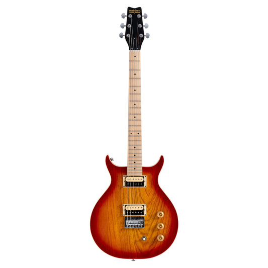 Front view of Washburn Raven Electric Guitar Cherry Burst on white background