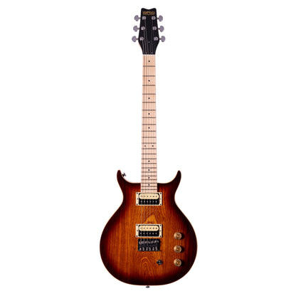 Front view of Washburn Raven Electric Guitar Tobacco Burst on white background