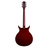 Rear view of Washburn SH35 Semi-Hollow Electric Guitar Tobacco Burst on white background
