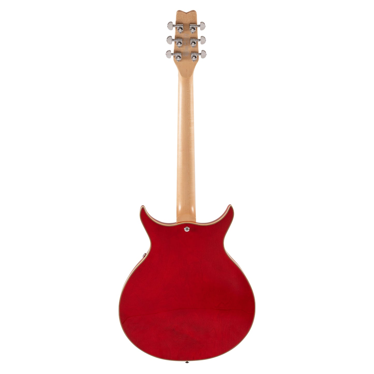 Rear view of Washburn SH35 Semi-Hollow Electric Guitar Trans Red on white background