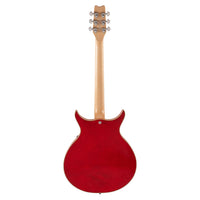 Rear view of Washburn SH35 Semi-Hollow Electric Guitar Trans Red on white background