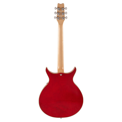 Rear view of Washburn SH35 Semi-Hollow Electric Guitar Trans Red on white background