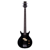 Front view of Washburn Scavenger Bass Guitar Black on white background