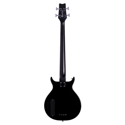 Rear view of Washburn Scavenger Bass Guitar Black on white background