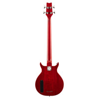 Rear view of Washburn Scavenger Bass Guitar Trans Red on white background