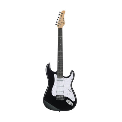 Front view of Washburn Sonamaster STAGEPACK Electric Guitar Black on white background