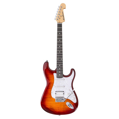 Front view of Washburn Sonamaster STAGEPACK Electric Guitar Tobacco Sunburst on white background