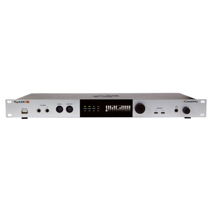 Front view of iConnectivity PlayAUDIO1U Dual USB-C Playback Audio/MIDI Interface on white background